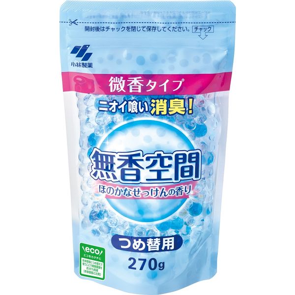 無香空間 ほのかなせっけんの香り つめ替用 ビーズタイプ 消臭剤 270g 5個 小林製薬