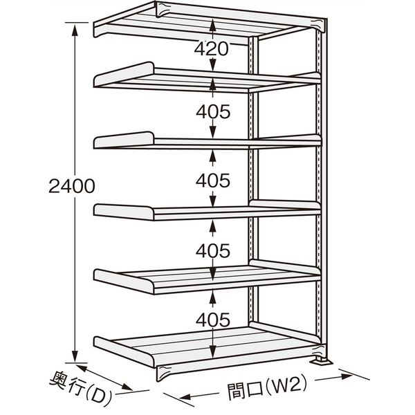 サンケイ鋼器 高耐食性めっき中量棚(300kg/段・連結・6段) MBー3156R MB-3156R 1台（直送品）