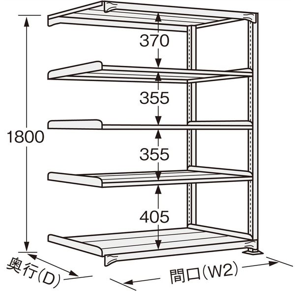 サンケイ鋼器 高耐食性めっき中量棚(300kg/段・連結・5段) MBー1125R MB-1125R 1台（直送品）