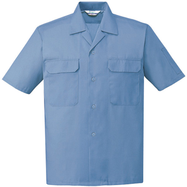 自重堂　制服百科　エコ製品制電半袖オープンシャツ　ブルー　Ｍ　6056（直送品）