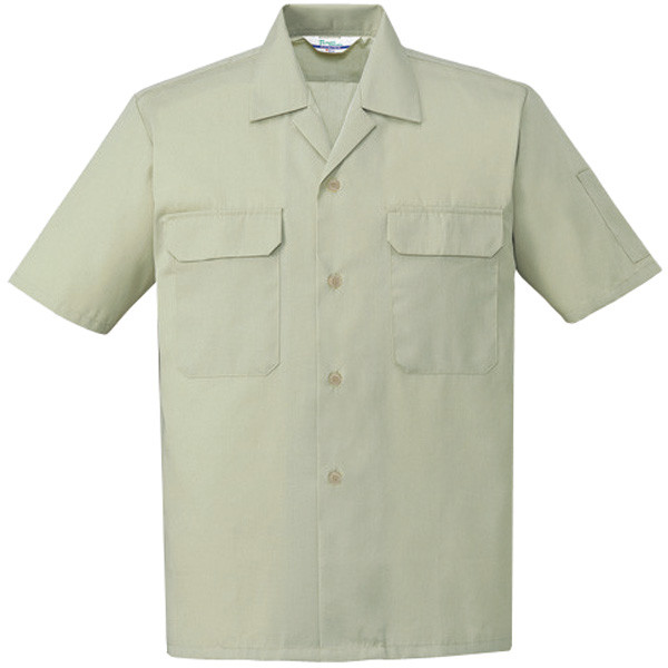 自重堂　制服百科　エコ製品制電半袖オープンシャツ　アースグリーン　Ｍ　6056（直送品）