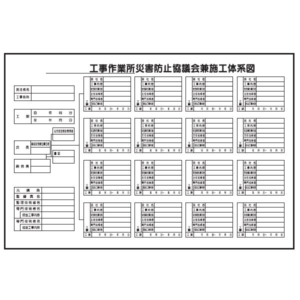 トーアン 安全掲示板パーツ30 施工 体系図 600×890 22-730 1枚（直送品）