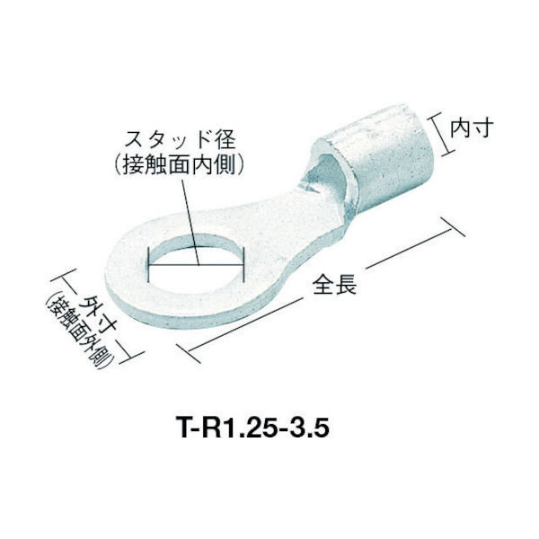 トラスコ中山 TRUSCO 裸圧着端子丸形φ5.3長さ15.6 (70個入) T-R1.25-5 1パック(70個) 790-2905（直送品）