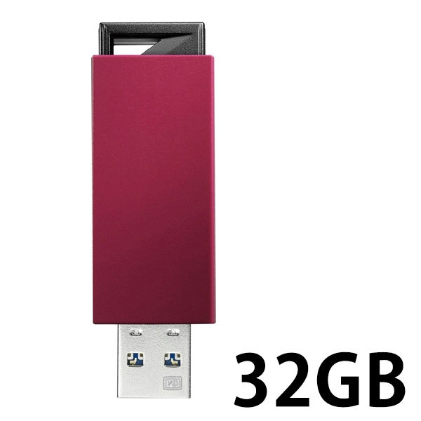 アイ・オー・データ機器 ＵＳＢ３．０／２．０対応　ノック式ＵＳＢメモリー　３２ＧＢ　レッド U3-PSH32G/R 1個（直送品）