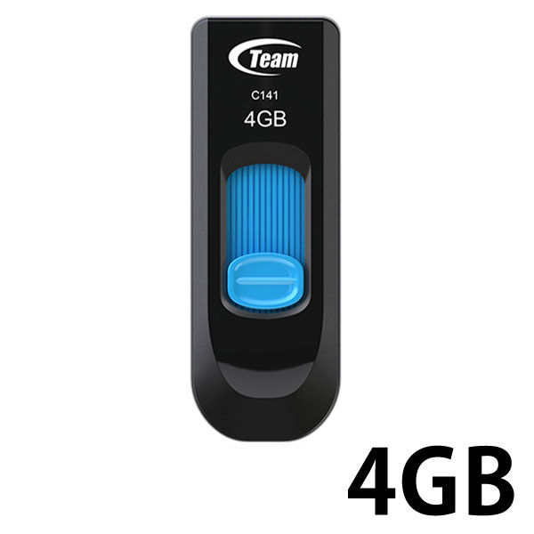 TEAMジャパン Team製スライド式USBメモリー 4GB TC1414GL01 USB2.0 メモリー 5個