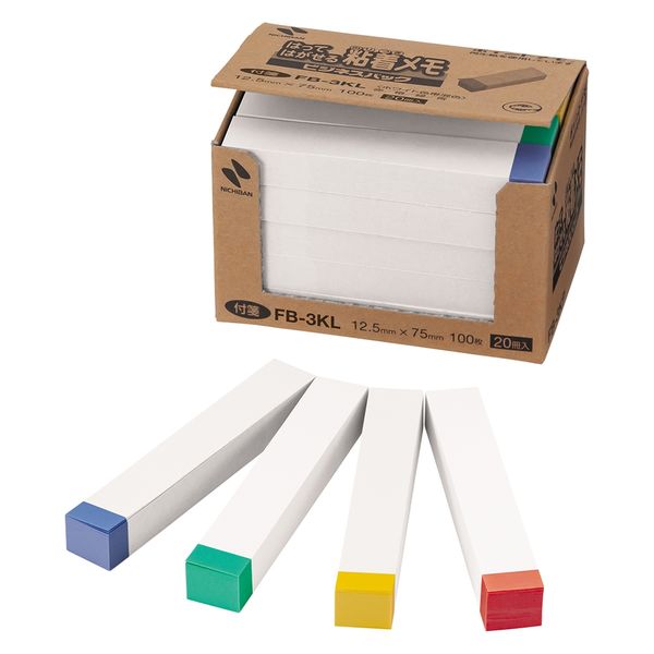ニチバン ポイントメモ 再生紙 ビジネスパック 12.5×75mm 混色（ホワイト色帯） FB-3KL 1箱（20冊入）