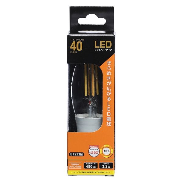 オーム電機 LED電球 E12 C 3W クリア 06-3456 1個