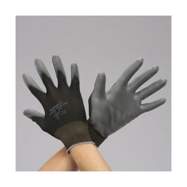 エスコ [L] 手袋(低発塵/ナイロン、ポリエステル・PU/10双) EA354GB-8B 1セット(50双:10双×5袋)（直送品）