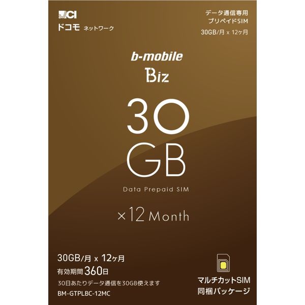 日本通信 b-mobile Biz SIMパッケージ(DC/マルチ) BM-GTPLBC-12MC 1個（直送品）