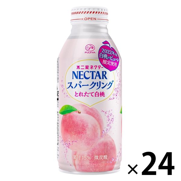 【アウトレット】不二家 ネクター スパークリングピーチ とれたて白桃 380ml 1箱（24缶入）　2022年産国産白桃使用