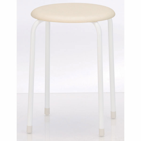 TOKIO 丸椅子（抗菌張地） ベージュ 1脚 座面直径320×高さ446mm スタッキングチェア ビニールレザー張り パイプ椅子（わけあり品）