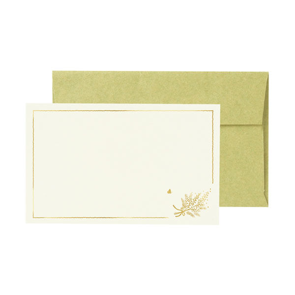 包む 封筒付きミニメッセージカード ミモザと蝶 5枚入 TC097 1セット（5個）（直送品）