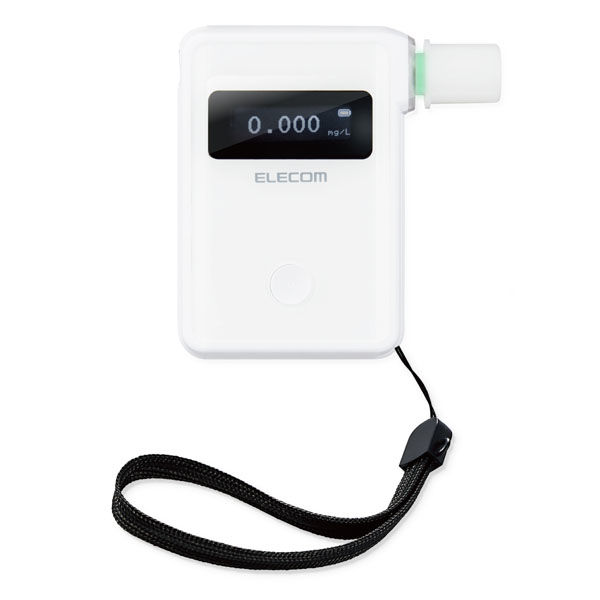 アルコールチェッカー マウスピース式 記録可能 携帯用 小型 検知器 ホワイト HCS-AC01BTWH エレコム 1個（直送品）