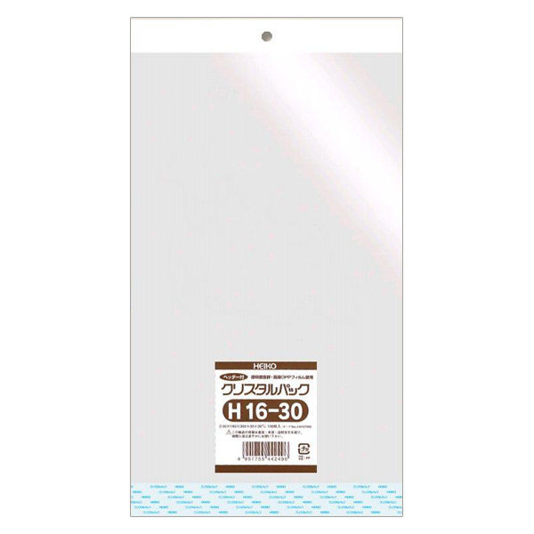 【OPP袋シール付】シモジマ クリスタルパック H16-30 （ヘッダー付） 1箱（100枚入×10袋）