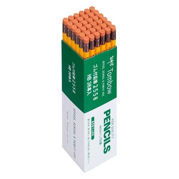 トンボ鉛筆 消しゴム付き鉛筆2558 HB 2558-HB36P 1箱（36本入）