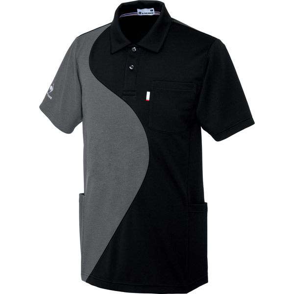 明石スクールユニフォームカンパニー ニットシャツ ブラック×ブラック杢 EL UZL3204-3-EL 1枚（直送品）