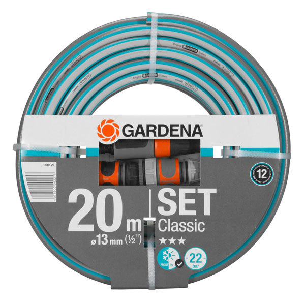 GARDENA クラッシックホース 13mm(1/2")長さ20m ノズル・コネクター付きセット 18008-20 1台（直送品）