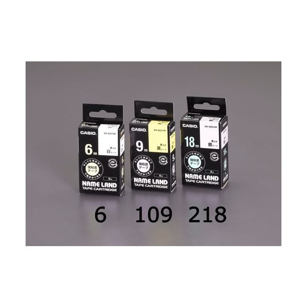 エスコ 6mm テープカートリッジ(白に黒文字) EA761DX-6 1セット(4個)（直送品）