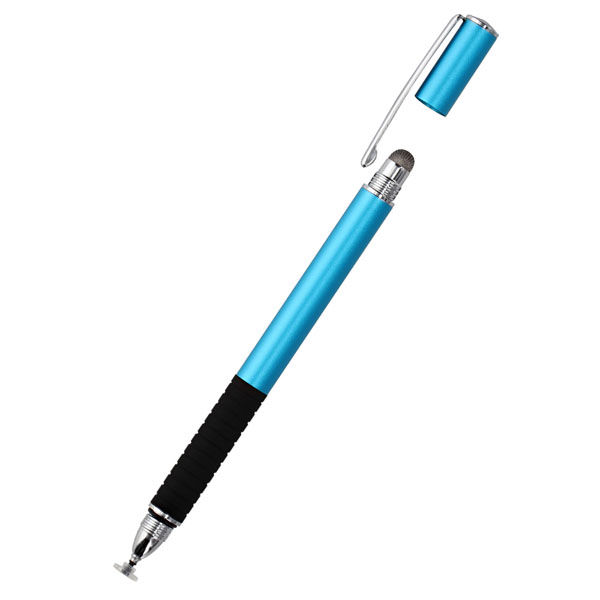 オウルテック 導電繊維とクリアなディスク型ペン先どちらも使える タッチペン ブルー OWL-TPSE02-BL 1個