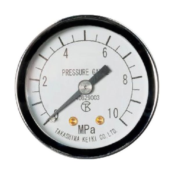 高島計器 高島 小型圧力計(D枠埋込形・縁なし・中心ネジ・φ40)圧力レンジ0.0~0.1MPa R1/8 1741010 1個 456-0626（直送品）