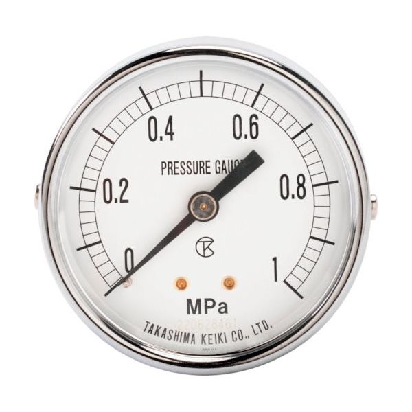 高島計器 高島 小型圧力計(D枠埋込形・縁なし・中心ネジ・φ40)圧力レンジ0.0~0.6MPa R1/4 1742060 1個 454-6460（直送品）