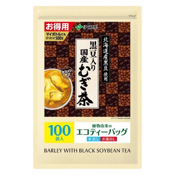 【水出し可】伊藤園 黒豆入り 国産むぎ茶 ティーバッグ 1袋（100バッグ入）エコティーバッグ