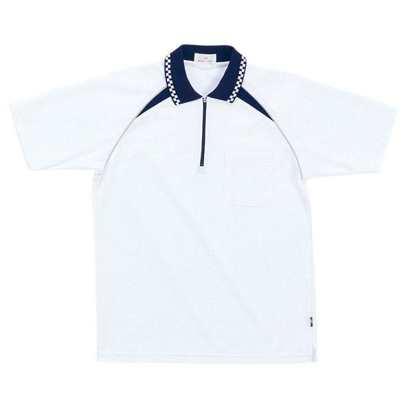 明石スクールユニフォームカンパニー ジップアップポロシャツ UZT289EA ホワイト EL 1着（直送品）