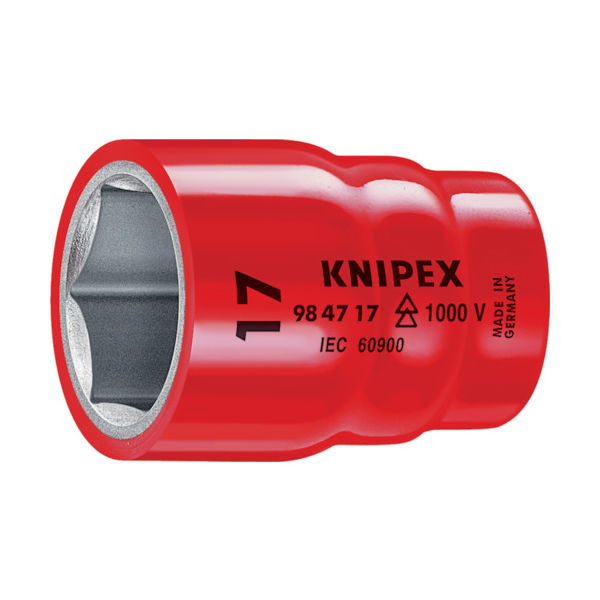 KNIPEX 絶縁1000Vソケット 1/2 17mm 9847-17 1個 835-6536（直送品）