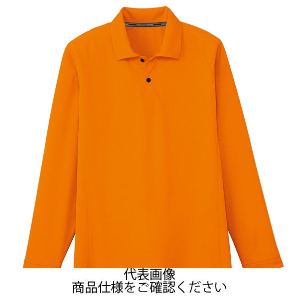 コーコス信岡 吸汗速乾 長袖ポロシャツ(ポケットなし) オレンジ 3L AS-1648-12-3L 1セット(5枚)（直送品）