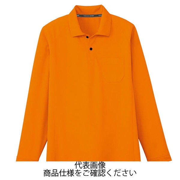 コーコス信岡 吸汗速乾 長袖ポロシャツ(ポケットあり) オレンジ 5L AS-1658-12-5L 1セット(5枚)（直送品）