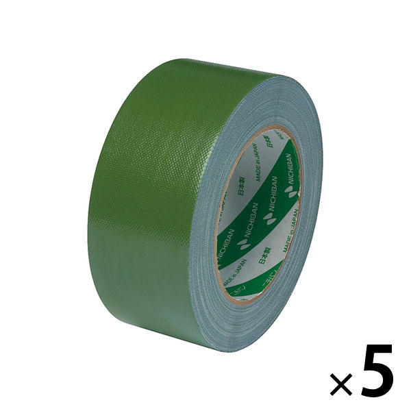 【ガムテープ】 カラー布粘着テープ No.102N 0.30mm厚 緑 幅50mm×長さ25m ニチバン 1セット（5巻入）