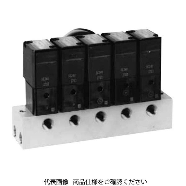 CKD 乾燥エア用 直動式3ポート電磁弁 マニホールド(ジャスフィットバル GFGG21-1-5-12C-4 1個（直送品）