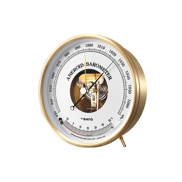佐藤計量器製作所 アネロイド気圧計温度計付 校正成績書付 61-9438-55 1式（直送品）