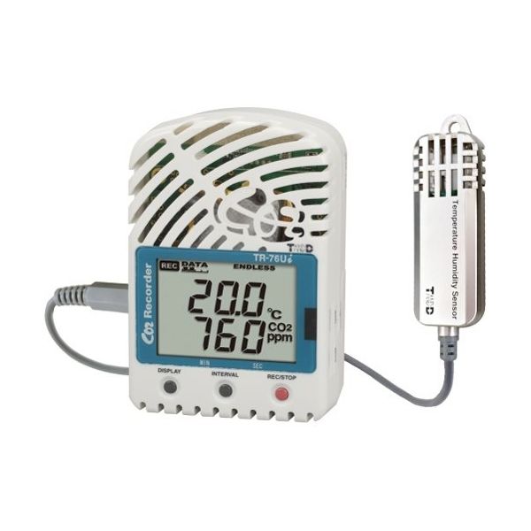 ティアンドデイ CO2温湿度データロガー TR-76UI-S 1個 62-5001-32（直送品）
