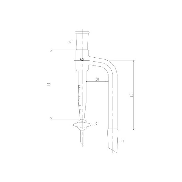 旭製作所 水分定量受器 コック付 ガラスコック 3654-20-4L 1個 62-2110-32（直送品）