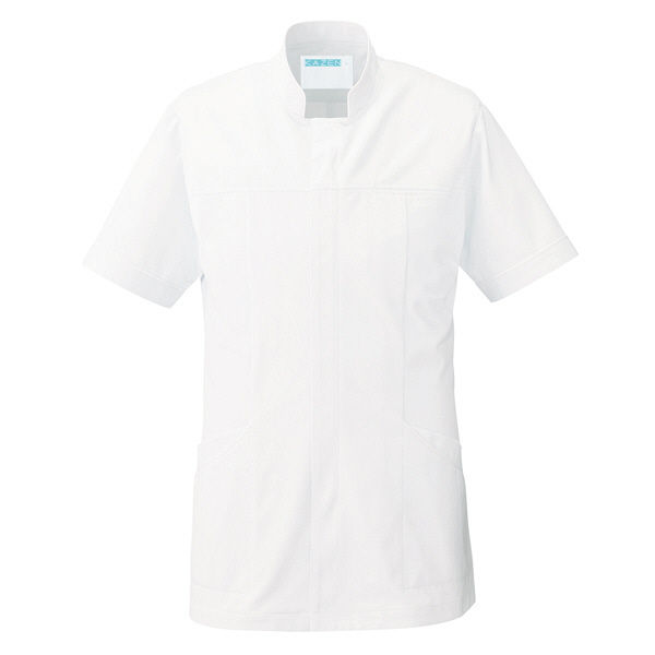 KAZEN メンズジャケット半袖 （医務衣） 医療白衣 ホワイト×ホワイト S 093-20（直送品）