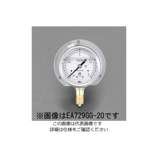 エスコ（esco） 60mm/0-0.1MPa つば付圧力計（グリセリン入） 1個 EA729GG-1（直送品）