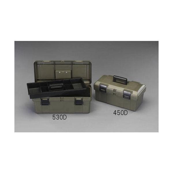 エスコ 530x253x220mm 工具箱(中皿付/OD色) EA505K-530D 1セット(2個)（直送品）