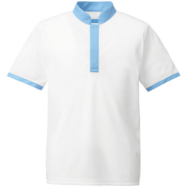 KAZEN（カゼン） トリコットシャツ ホワイト×サックス 3L 648-11 1着（直送品）
