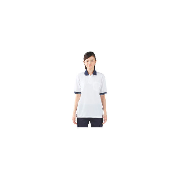 住商モンブラン ポロシャツ（男女兼用・半袖） 白×ネイビー×ブルー M 52-402（直送品）