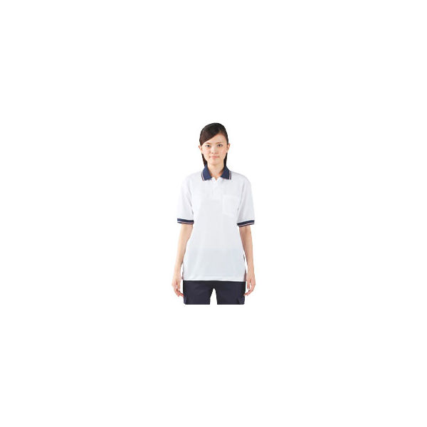 住商モンブラン ポロシャツ（男女兼用・半袖） 白×ネイビー×ピンク L 52-404（直送品）