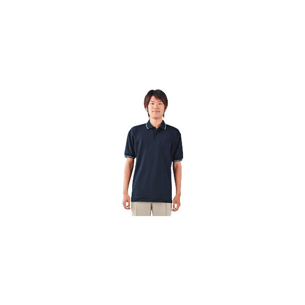 住商モンブラン ポロシャツ（男女兼用・半袖） ネイビー×白 M 52-406（直送品）