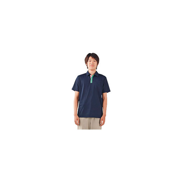 住商モンブラン ポロシャツ（男女兼用・半袖） ネイビー×グリーン×ピンク L 72-412（直送品）