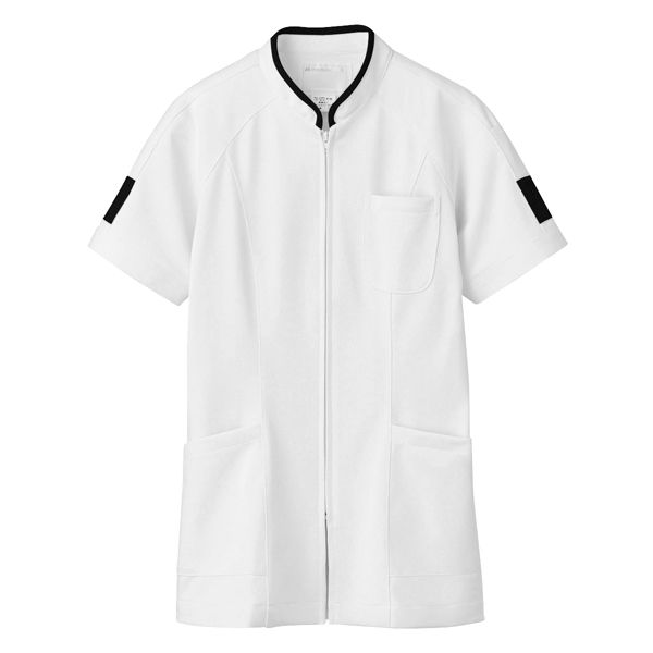 住商モンブラン ジャケット（レディス・半袖） ナースジャケット 医療白衣 白/ネイビー LL 73-1278（直送品）
