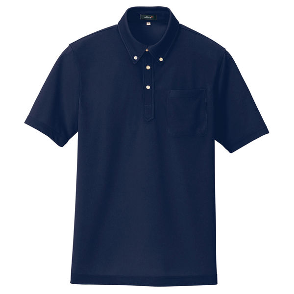 AITOZ（アイトス） 半袖ボタンダウンポロシャツ（男女兼用） 介護ユニフォーム ネイビー M AZ-10599-008（直送品）