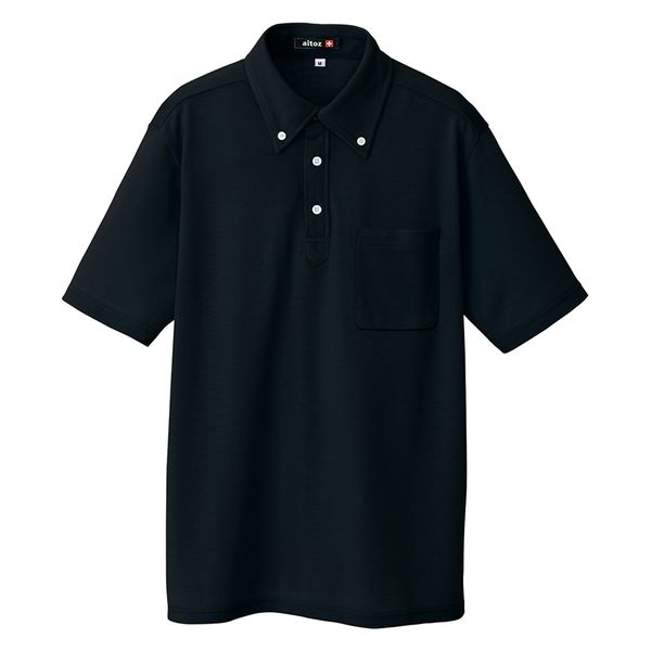 アイトス（AITOZ） 吸汗速乾（クールコンフォート）半袖ボタンダウンポロシャツ（男女兼用） ブラック 3L 10599-010（直送品）