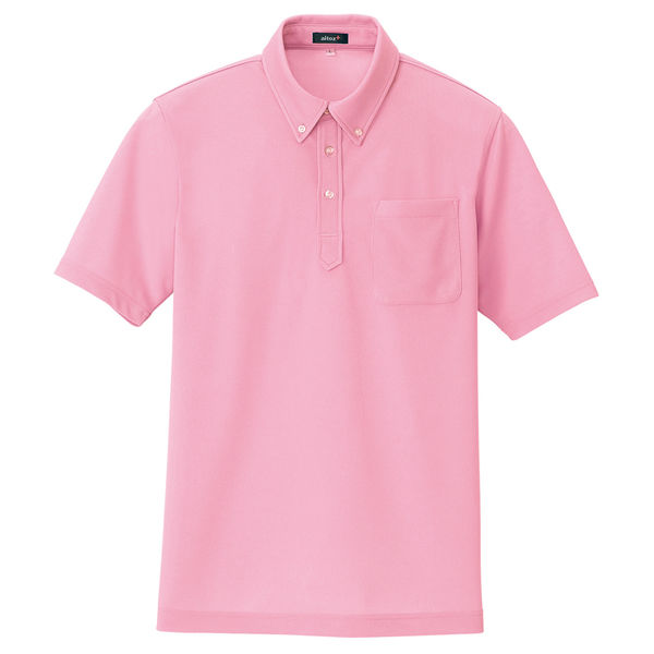 AITOZ（アイトス） 半袖ボタンダウンポロシャツ（男女兼用） 介護ユニフォーム ピンク 7号 AZ-10599-160（直送品）