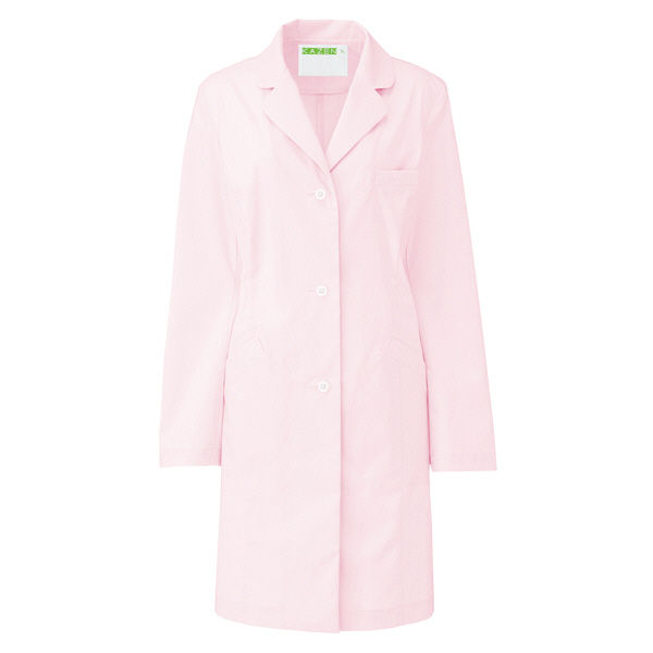 KAZEN レディス診察衣S型（ハーフ丈） ドクターコート 医療白衣 長袖 ピンク シングル S REP210-C/3（直送品）
