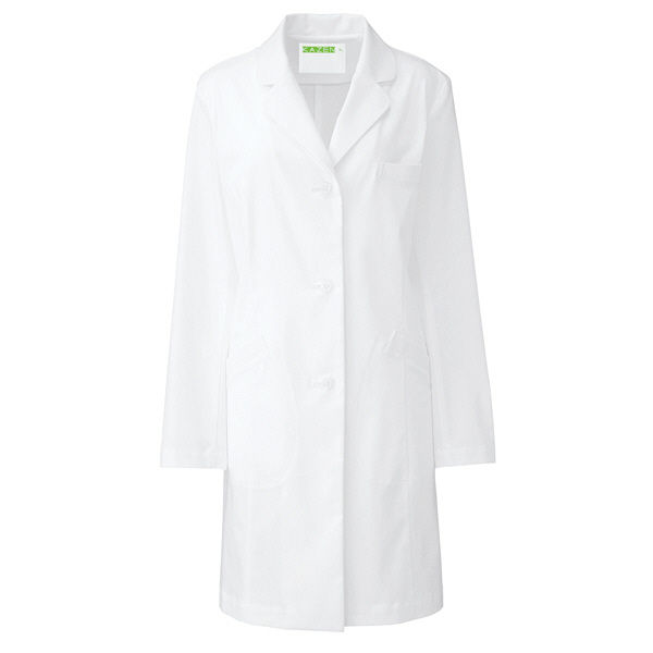 KAZEN レディス診察衣S型（ハーフ丈） ドクターコート 医療白衣 長袖 ホワイト シングル M REP210-C/10（直送品）