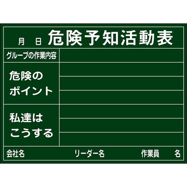 日本緑十字社 危険予知活動黒板<硬質ラミプレート> KKYー2A 「危険予知活動表 グ~」 317021 1台（直送品）